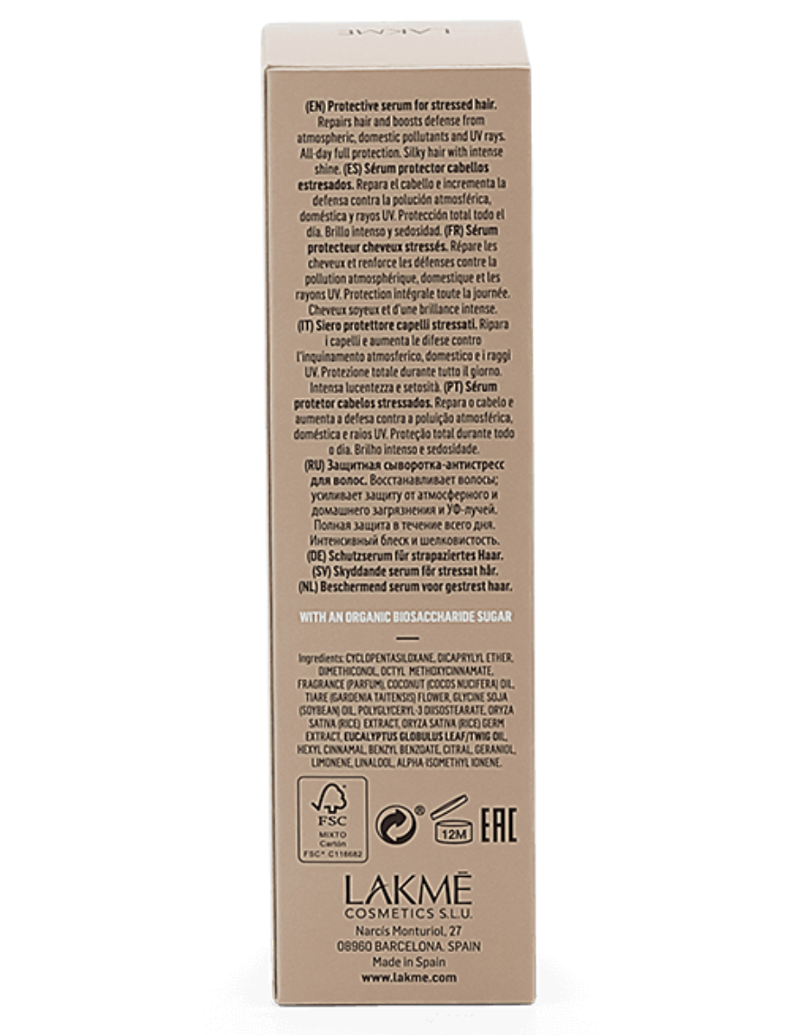 LAKME TEKNIA FULL DEFENSE SERUM 100ml PACKAGE BACK